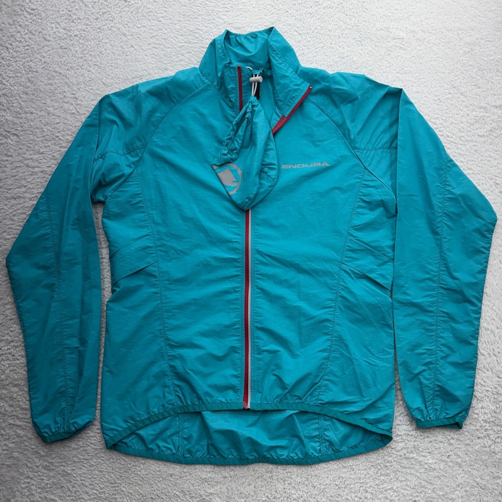 Endura Pakajak Cycling‎ Windbreaker Jacket Teal Blue Packable Mens Small E6184